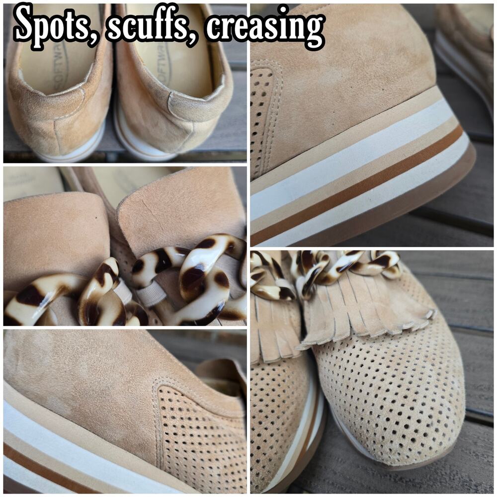 SoftWaves Cadie Platform Loafers EU41 US 11 Tan Suede Chain Flatform Sneakers - Picture 9 of 14
